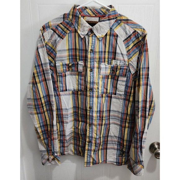 Harley-Davidson Other - RARE Harley Davidson Colorful Striped Plaid Long Sleeve Button Up Shirt Size M